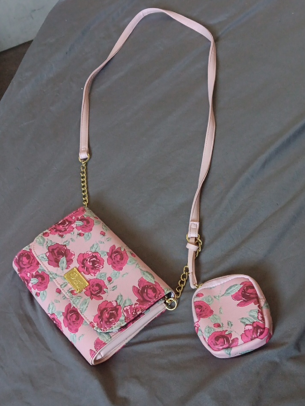Floral bag with coin pouch women